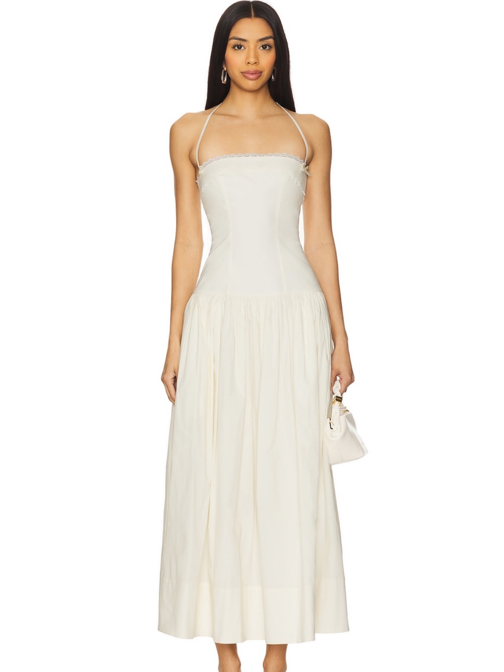 Lovers + Friends Cream Halter Corset Maxi Dress